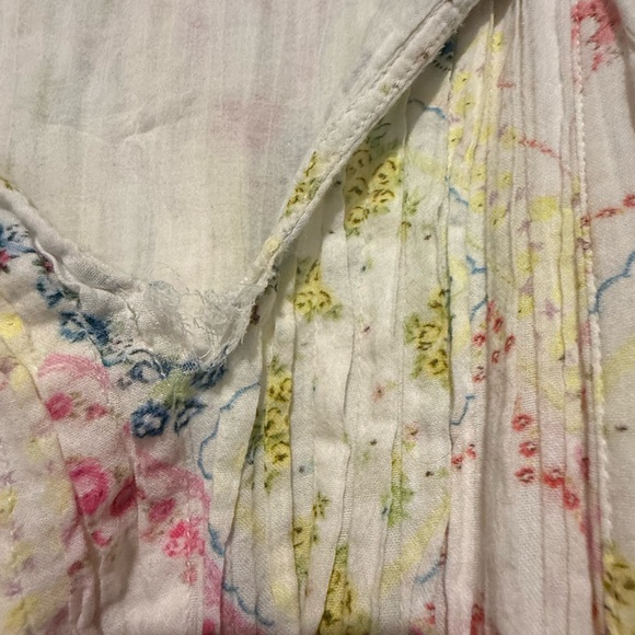 LoveShackFancy White Floral Ruffle Dress with Pink, Blue & Yellow Accents - Picture 2 of 3